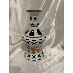 BOHEMIAN MOSER HAND CUT GLASS DECANTER Red COLOR/ WHITE OVERLAY no stopper